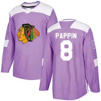 Men's Jim Pappin Chicago Blackhawks Fights Cancer Practice Jersey - Purple Authentic