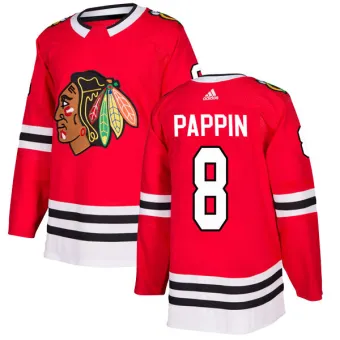 Men's Jim Pappin Chicago Blackhawks Red Home Jersey - Black Authentic