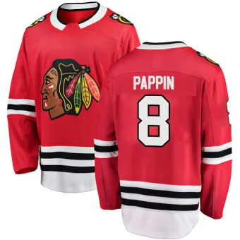 Men's Jim Pappin Chicago Blackhawks Red Home Jersey - Black Breakaway