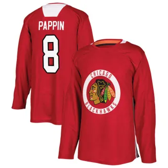 Men's Jim Pappin Chicago Blackhawks Red Home Practice Jersey - Black Authentic