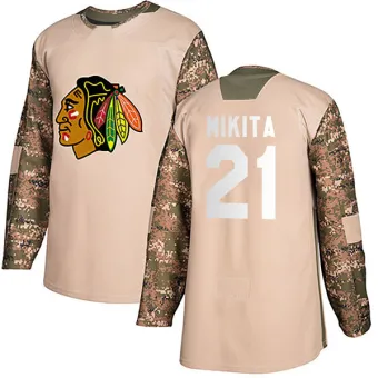 Men's Stan Mikita Chicago Blackhawks Camo Veterans Day Practice Jersey - Black Authentic