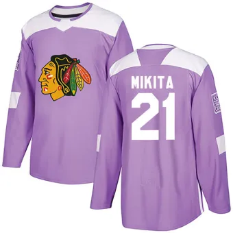 Men's Stan Mikita Chicago Blackhawks Fights Cancer Practice Jersey - Purple Authentic