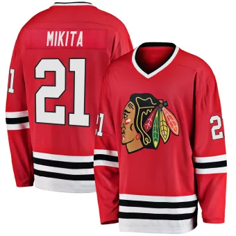 Men's Stan Mikita Chicago Blackhawks Red Premier Heritage Jersey - Black Breakaway