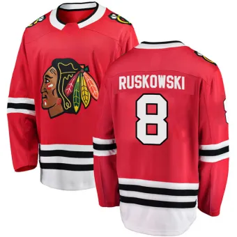 Men's Terry Ruskowski Chicago Blackhawks Red Home Jersey - Black Breakaway