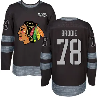 Men's TJ Brodie Chicago Blackhawks 1917-2017 100th Anniversary Jersey - Black Authentic