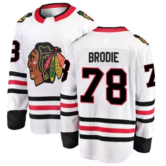 Men's TJ Brodie Chicago Blackhawks Away Jersey - White Breakaway