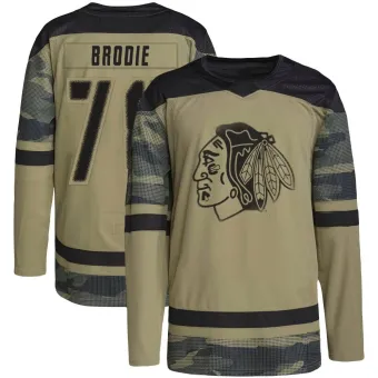 Men's TJ Brodie Chicago Blackhawks Camo Military Appreciation Practice Jersey - Black Authentic