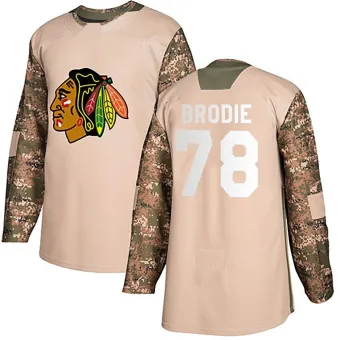 Men's TJ Brodie Chicago Blackhawks Camo Veterans Day Practice Jersey - Black Authentic