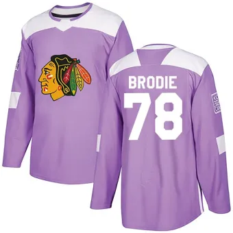 Men's TJ Brodie Chicago Blackhawks Fights Cancer Practice Jersey - Purple Authentic