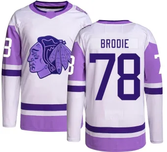 Men's TJ Brodie Chicago Blackhawks Hockey Fights Cancer Jersey - Black Authentic