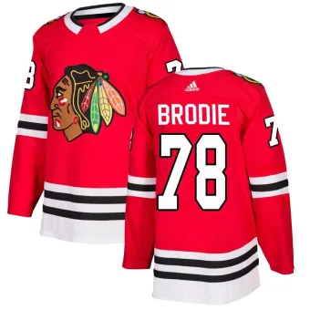 Men's TJ Brodie Chicago Blackhawks Red Home Jersey - Black Authentic