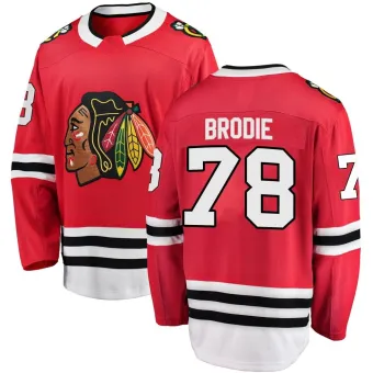 Men's TJ Brodie Chicago Blackhawks Red Home Jersey - Black Breakaway