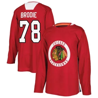 Men's TJ Brodie Chicago Blackhawks Red Home Practice Jersey - Black Authentic