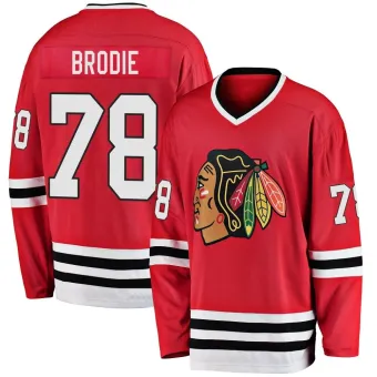 Men's TJ Brodie Chicago Blackhawks Red Premier Heritage Jersey - Black Breakaway