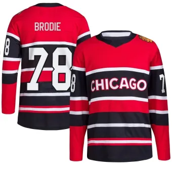 Men's TJ Brodie Chicago Blackhawks Red Reverse Retro 2.0 Jersey - Black Authentic