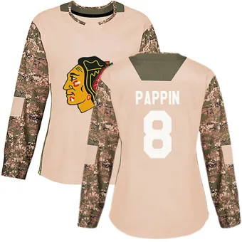 Women's Jim Pappin Chicago Blackhawks Camo Veterans Day Practice Jersey - Black Authentic