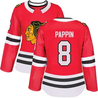 Women's Jim Pappin Chicago Blackhawks Red Home Jersey - Black Authentic