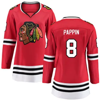 Women's Jim Pappin Chicago Blackhawks Red Home Jersey - Black Breakaway