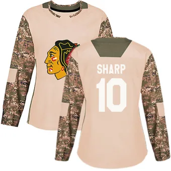 Women's Patrick Sharp Chicago Blackhawks Camo Veterans Day Practice Jersey - Black Authentic