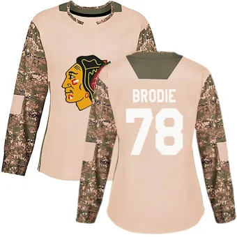 Women's TJ Brodie Chicago Blackhawks adidas Camo Veterans Day Practice Jersey - Black Authentic