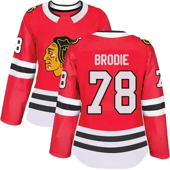 Women's TJ Brodie Chicago Blackhawks Red Home Jersey - Black Authentic