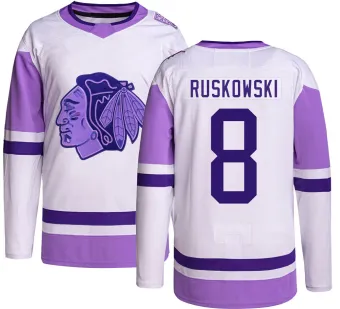 Youth Terry Ruskowski Chicago Blackhawks Hockey Fights Cancer Jersey - Black Authentic