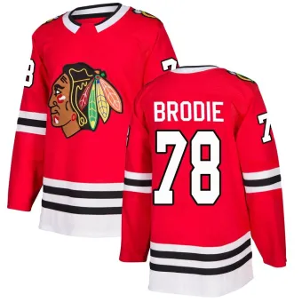 Youth TJ Brodie Chicago Blackhawks Red Home Jersey - Black Authentic