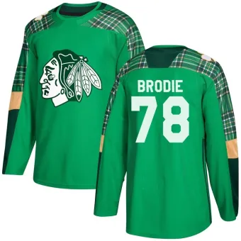 Youth TJ Brodie Chicago Blackhawks St. Patrick's Day Practice Jersey - Green Authentic